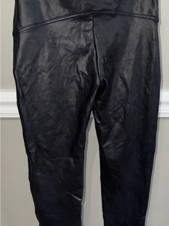 SPANX Black Casual  Faux-Leather High-Rise Leggings XL 173 - Picture 3 of 5